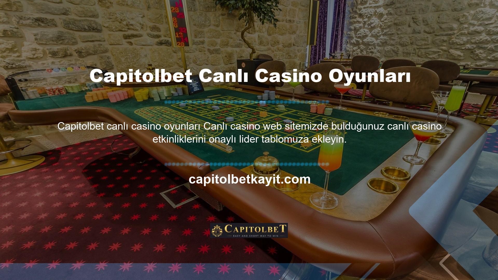 Canlı casinolarda 4 oyun vardır: poker, rulet, blackjack ve bakara